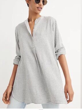 Madewell Wellspring Tunic Popover Shirt in Windowpane size small